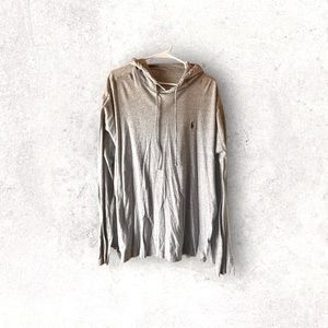RALPH LAUREN POLO (GREY) LONG SLEEVE HOODIE T SHIRT